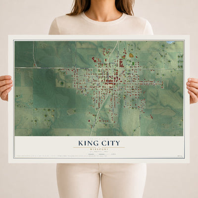 Map of King City, Missouri, 18 x 24 inch unframed archival matte print