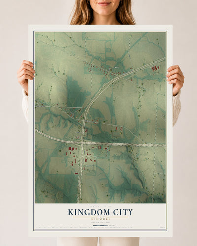 Map of Kingdom City, Missouri, 24 x 36 inch unframed archival matte print