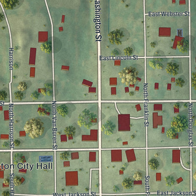 Close-up of the map of Kingston, Missouri print showing street and building detail