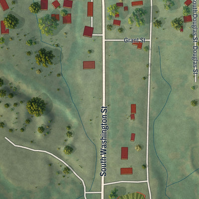Second close-up of the map of Kingston, Missouri print showing more streets and buildings