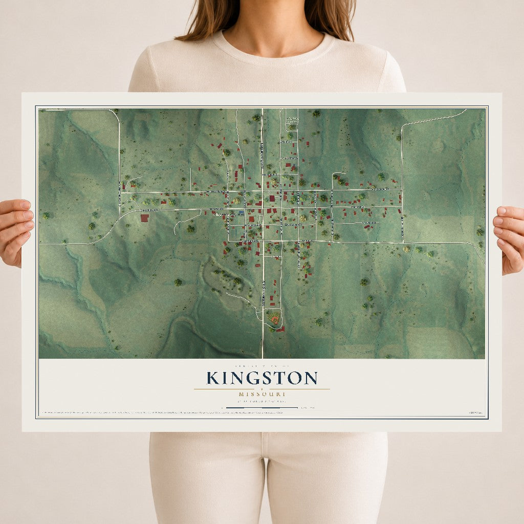 Map of Kingston, Missouri, 18 x 24 inch unframed archival matte print