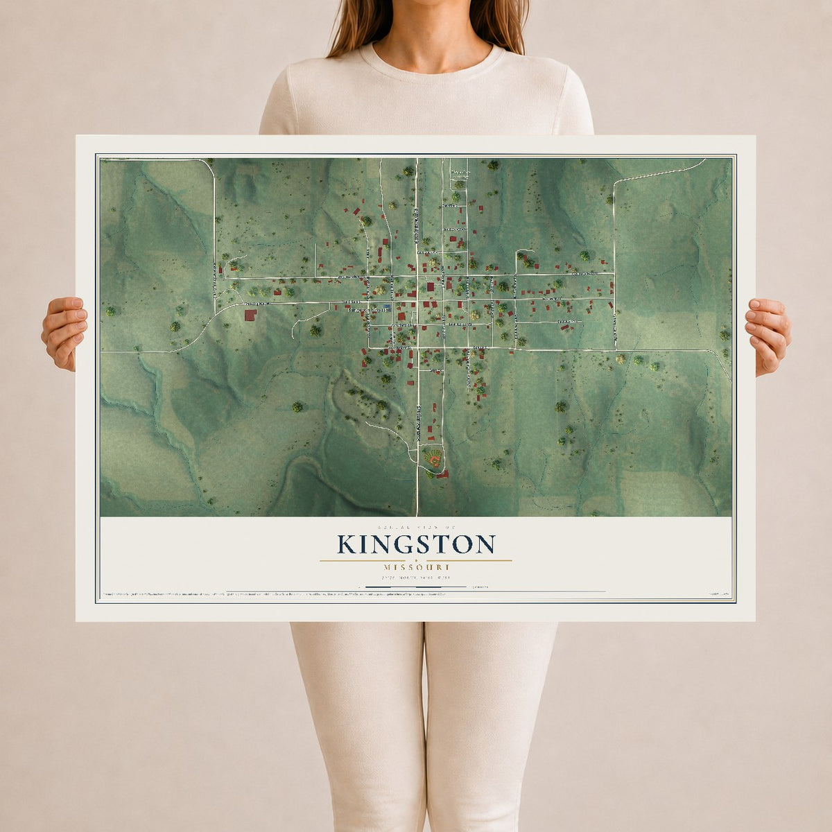Map of Kingston, Missouri, 24 x 36 inch unframed archival matte print