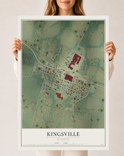 Map of Kingsville, Missouri, 24 x 36 inch unframed archival matte print