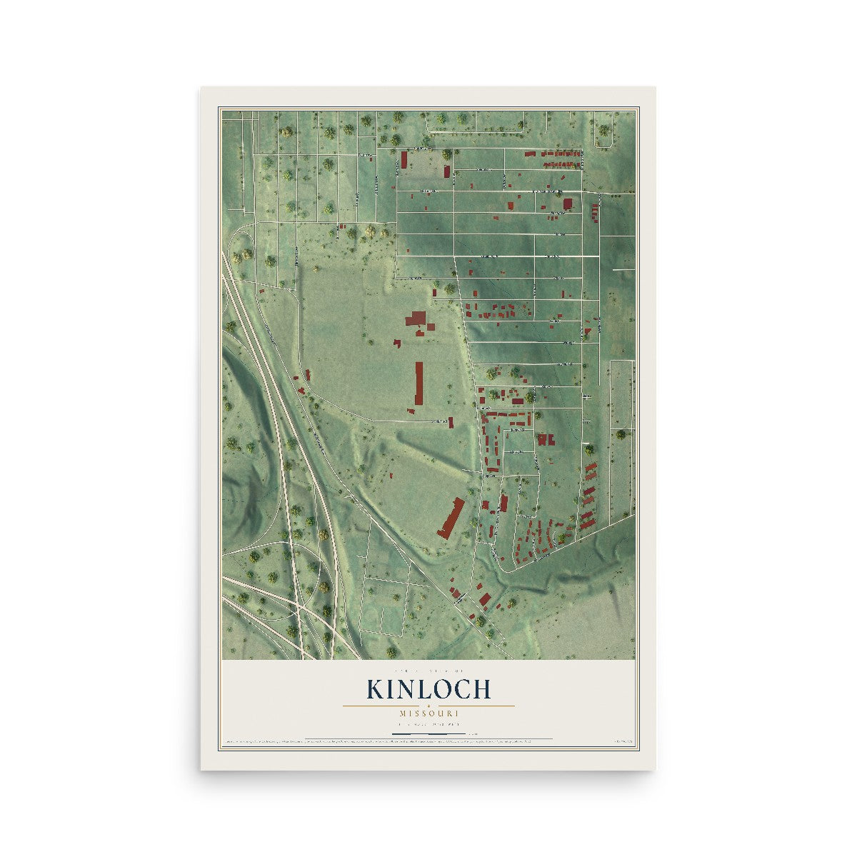 Map of Kinloch, Missouri, 12 x 18 inch unframed archival matte print