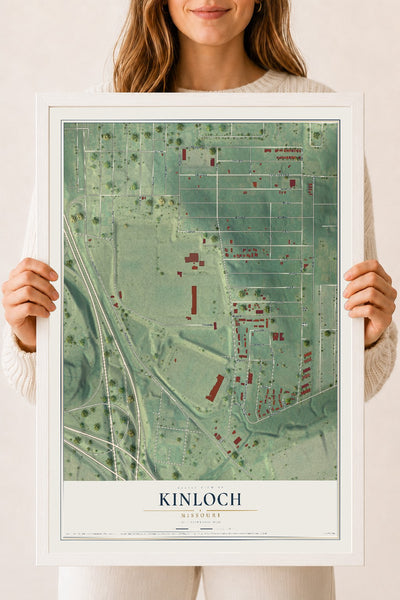 Map of Kinloch, Missouri, 18 x 24 inch print in a white wood frame