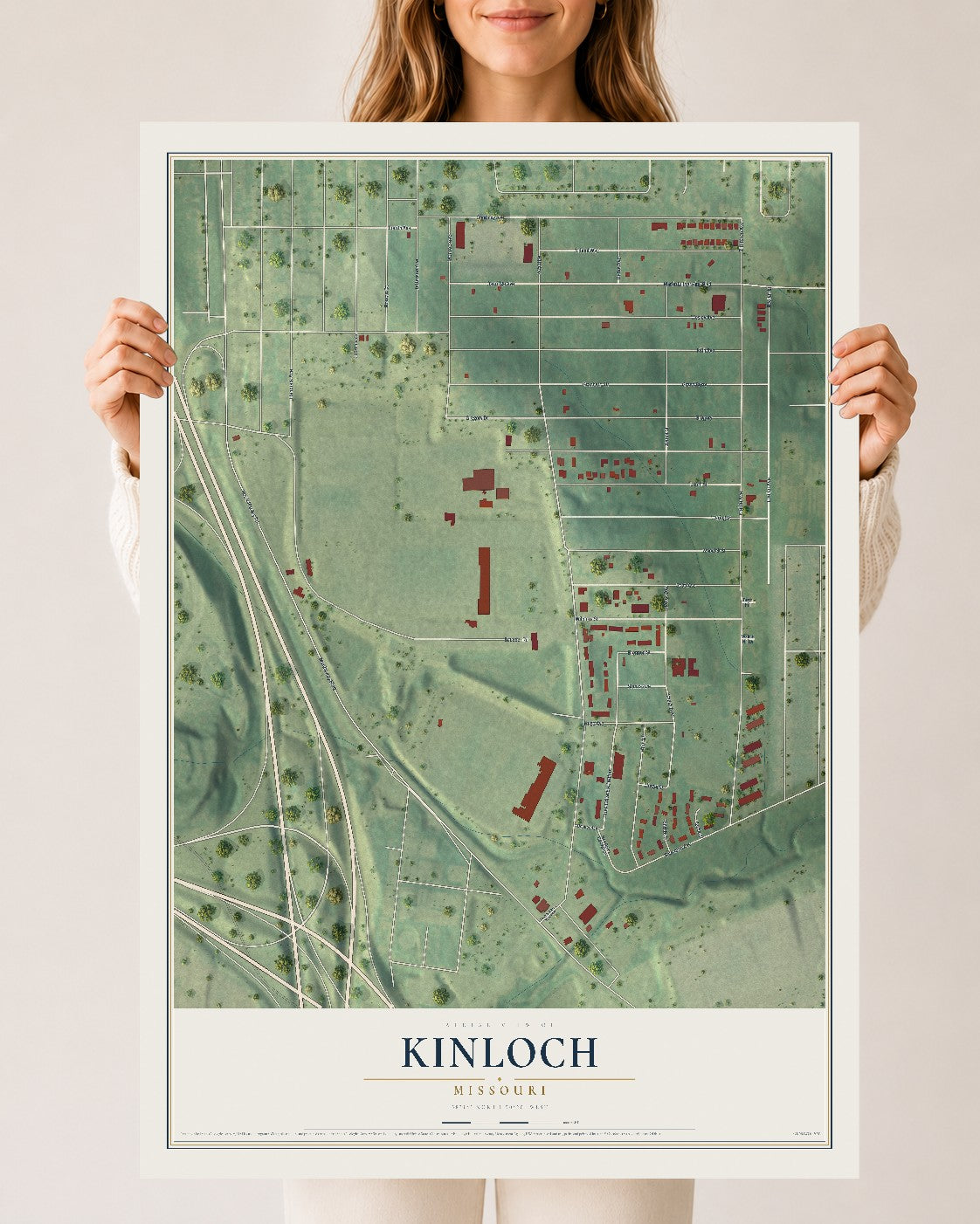 Map of Kinloch, Missouri, 24 x 36 inch unframed archival matte print