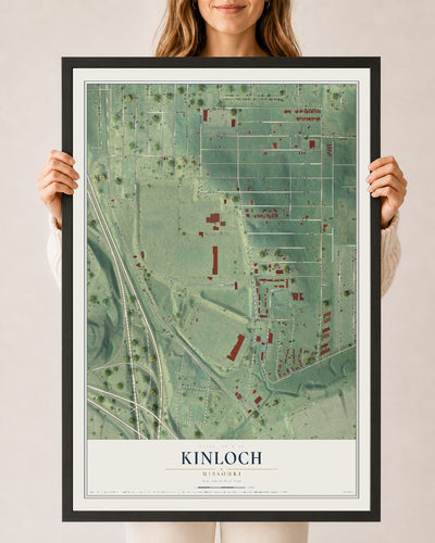 Map of Kinloch, Missouri, 24 x 36 inch print in a black wood frame