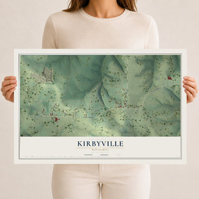 Map of Kirbyville, Missouri, 12 x 18 inch unframed archival matte print