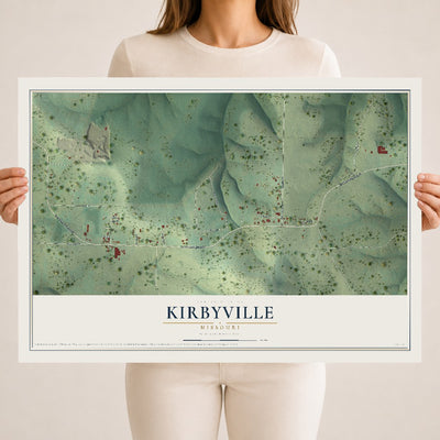 Map of Kirbyville, Missouri, 18 x 24 inch unframed archival matte print