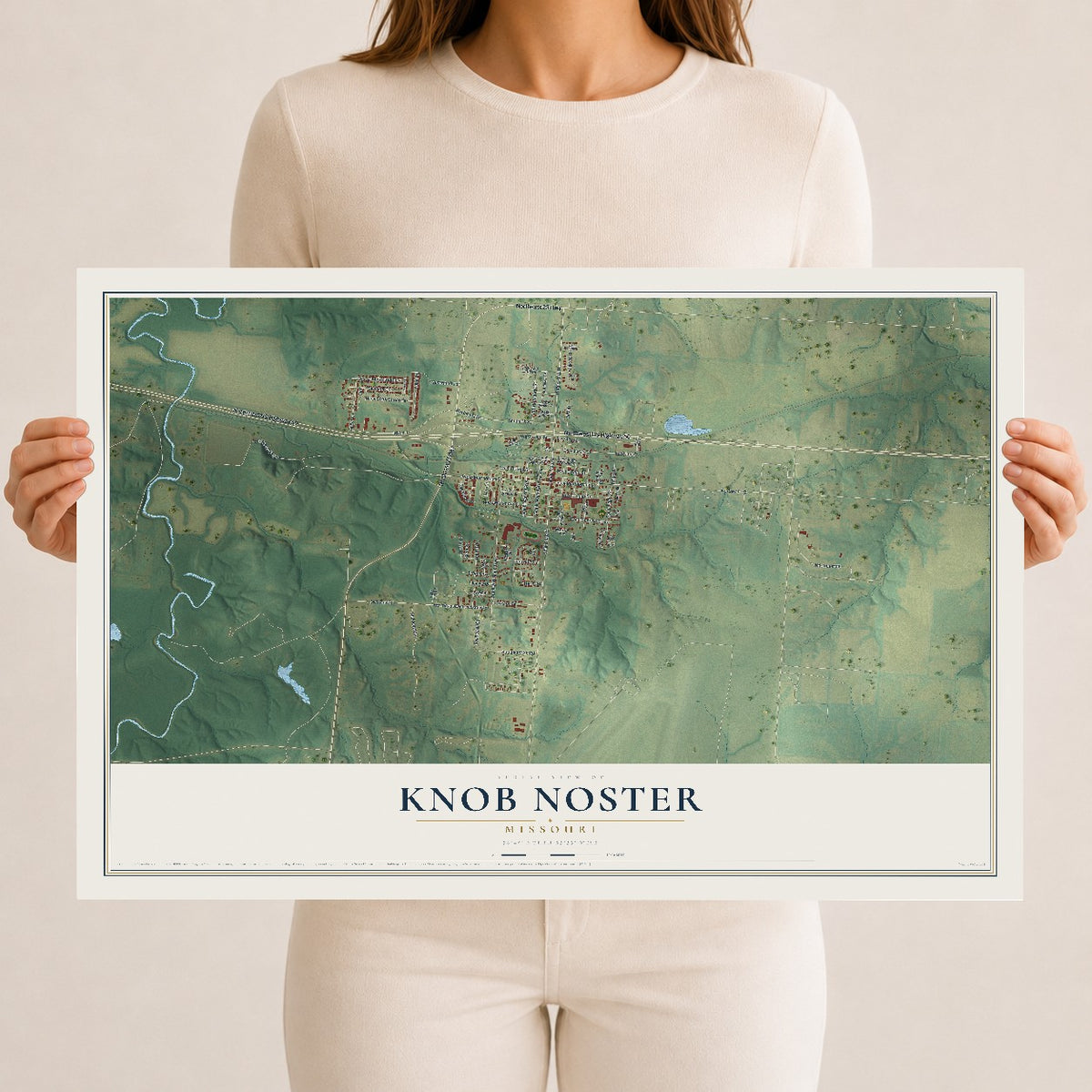 Map of Knob Noster, Missouri, 12 x 18 inch unframed archival matte print
