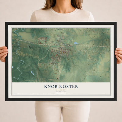 Map of Knob Noster, Missouri, 18 x 24 inch print in a black wood frame