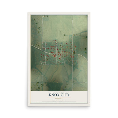 Map of Knox City, Missouri, 12 x 18 inch unframed archival matte print