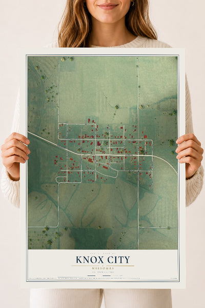 Map of Knox City, Missouri, 18 x 24 inch unframed archival matte print