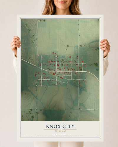 Map of Knox City, Missouri, 24 x 36 inch unframed archival matte print