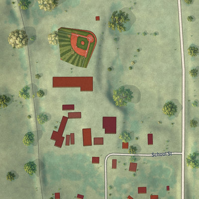 Second close-up of the map of Koshkonong, Missouri print showing more streets and buildings