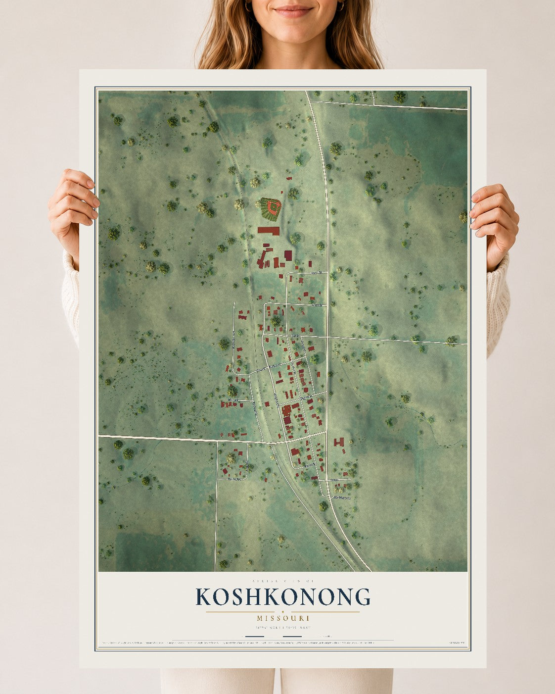 Map of Koshkonong, Missouri, 24 x 36 inch unframed archival matte print