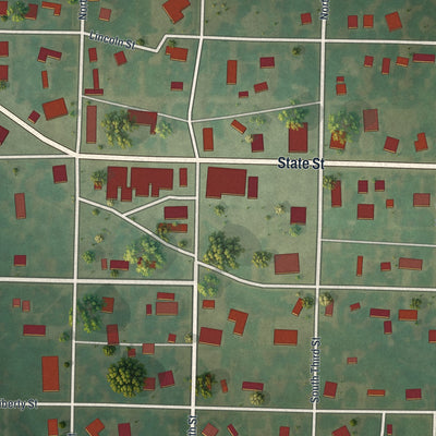 Close-up of the map of La Belle, Missouri print showing street and building detail