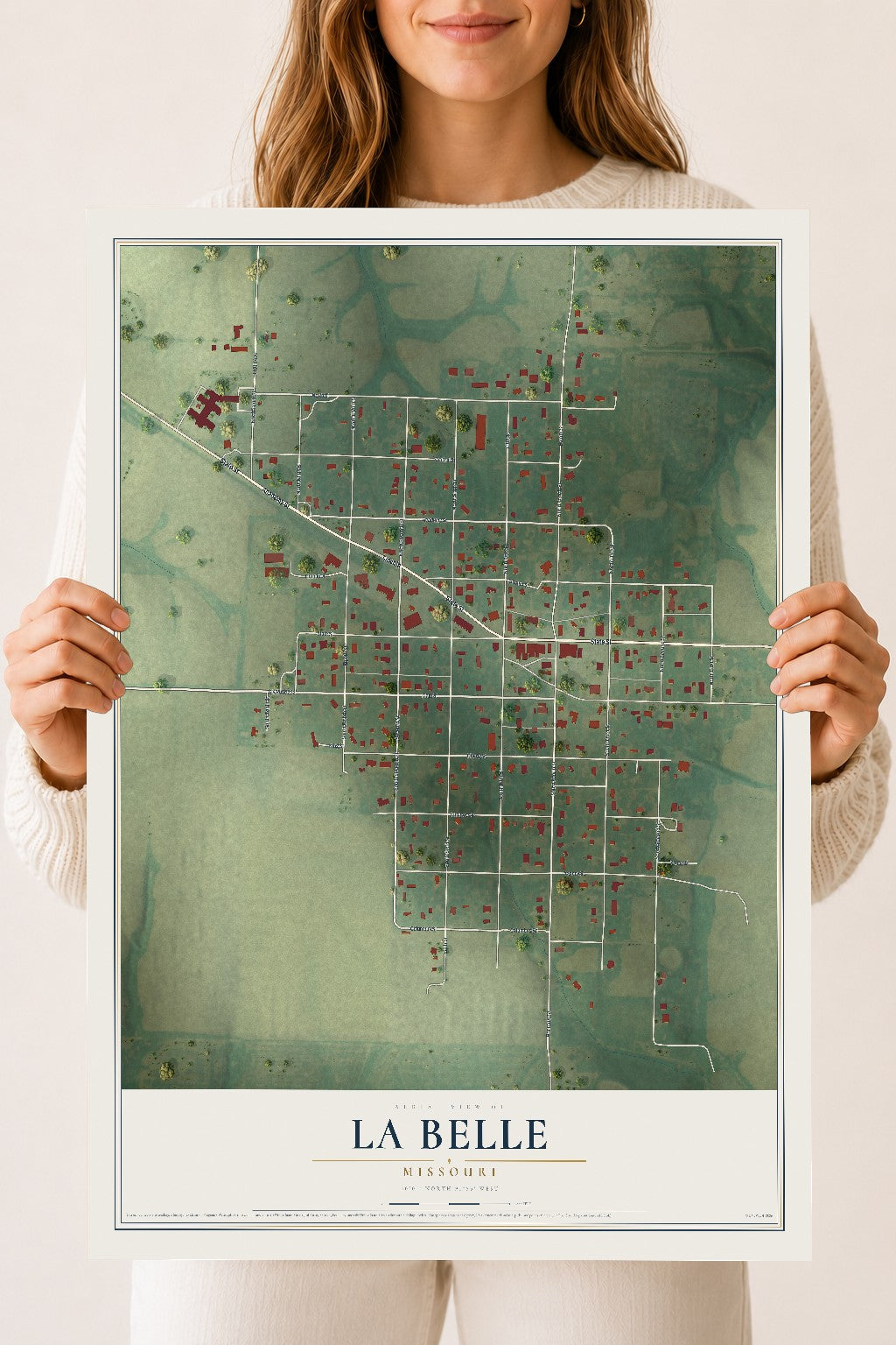 Map of La Belle, Missouri, 18 x 24 inch unframed archival matte print
