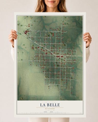 Map of La Belle, Missouri, 24 x 36 inch unframed archival matte print