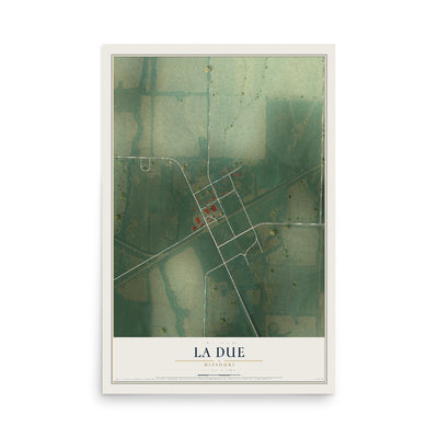 Map of La Due, Missouri, 12 x 18 inch unframed archival matte print