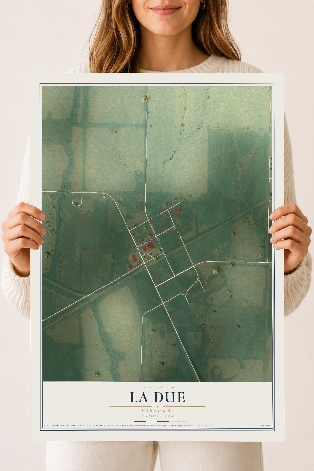 Map of La Due, Missouri, 18 x 24 inch unframed archival matte print