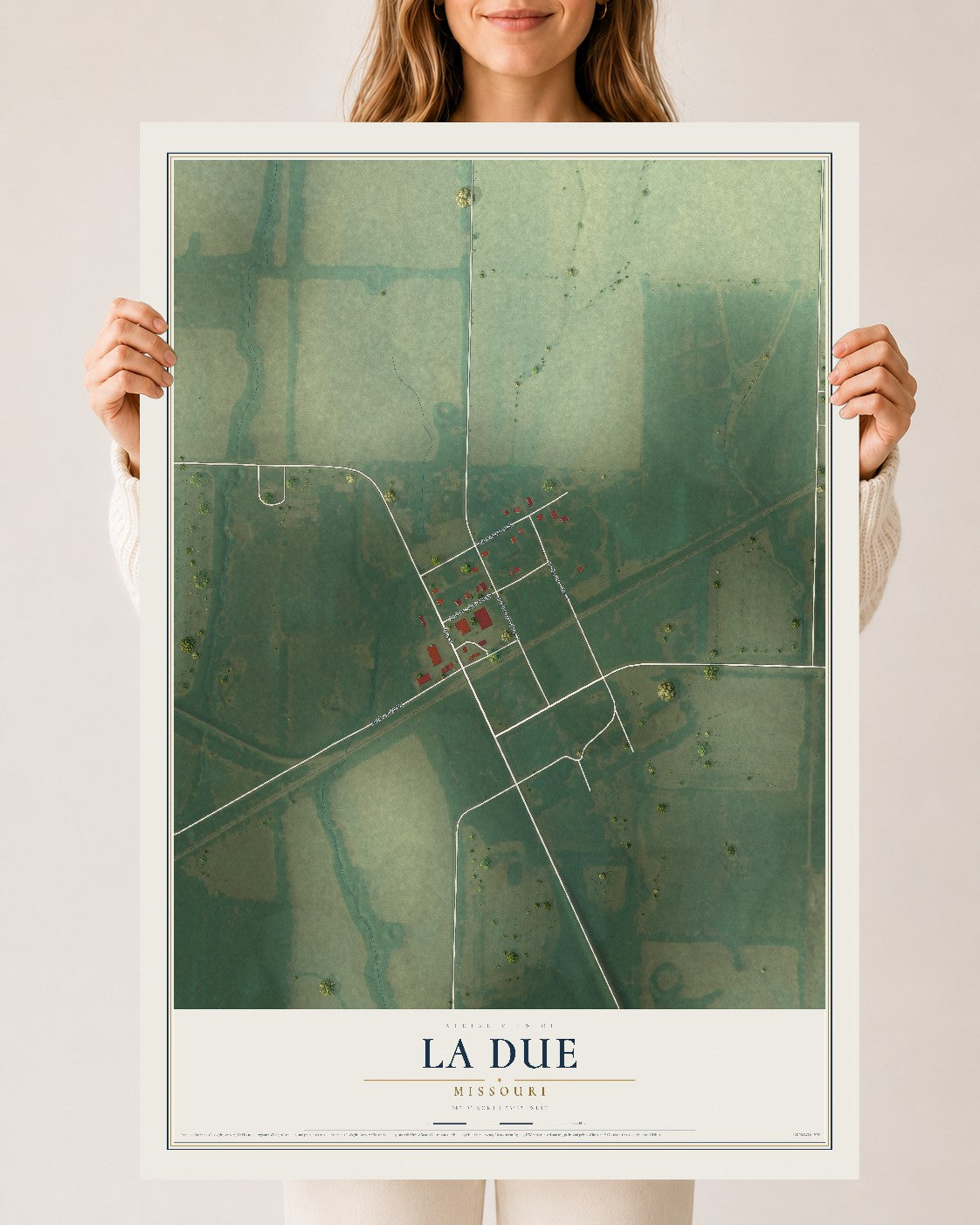 Map of La Due, Missouri, 24 x 36 inch unframed archival matte print