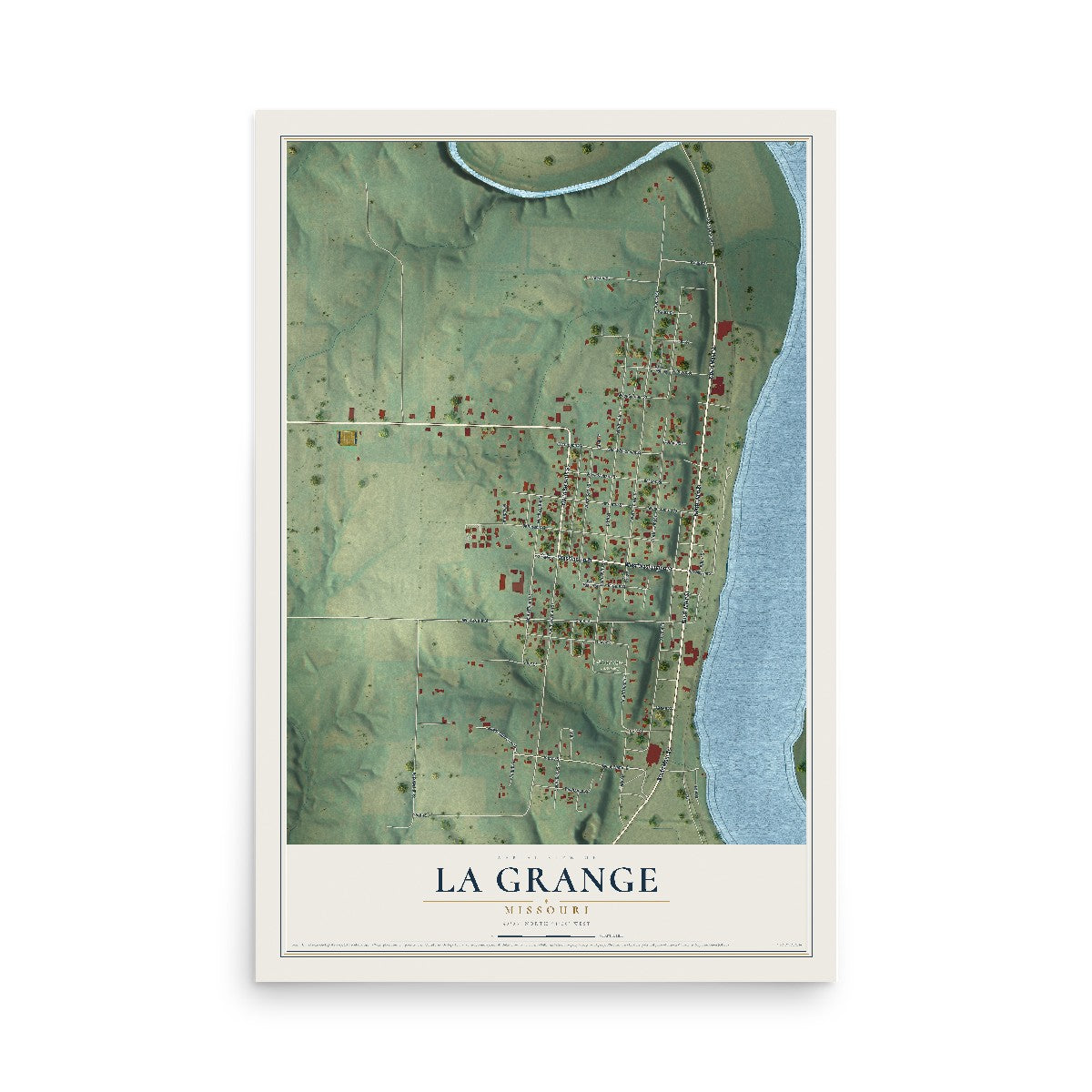 Map of La Grange, Missouri, 12 x 18 inch unframed archival matte print