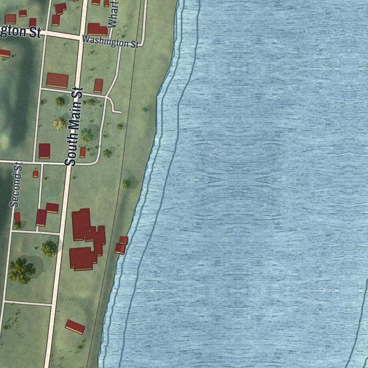 Second close-up of the map of La Grange, Missouri print showing more streets and buildings