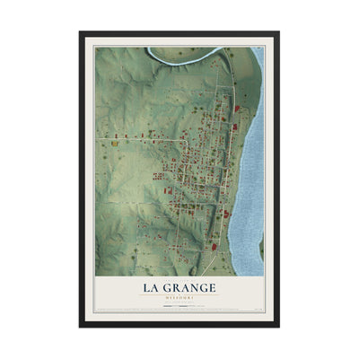Map of La Grange, Missouri, 12 x 18 inch print in a black wood frame
