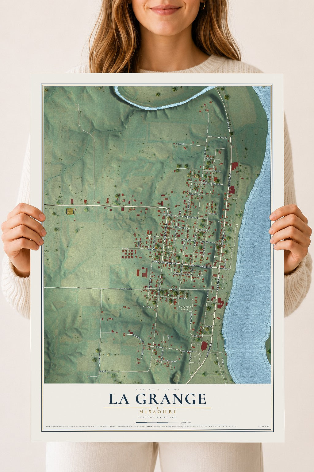 Map of La Grange, Missouri, 18 x 24 inch unframed archival matte print