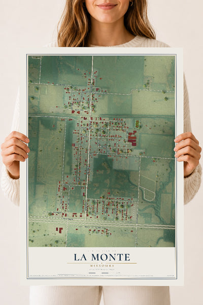 Map of La Monte, Missouri, 18 x 24 inch unframed archival matte print