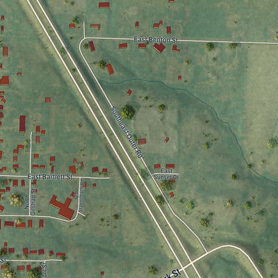 Second close-up of the map of La Plata, Missouri print showing more streets and buildings