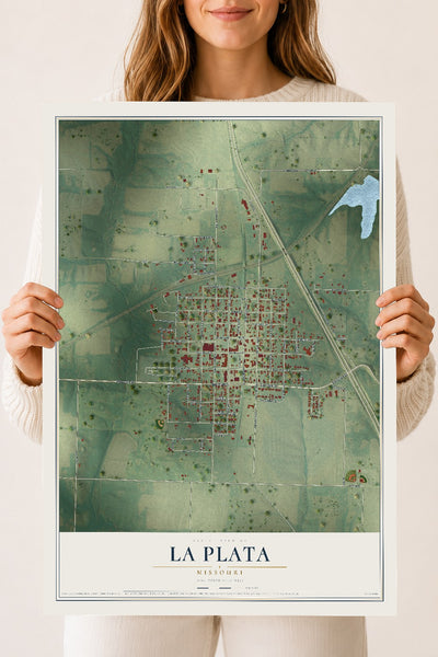 Map of La Plata, Missouri, 18 x 24 inch unframed archival matte print