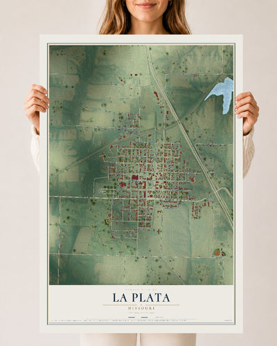 Map of La Plata, Missouri, 24 x 36 inch unframed archival matte print