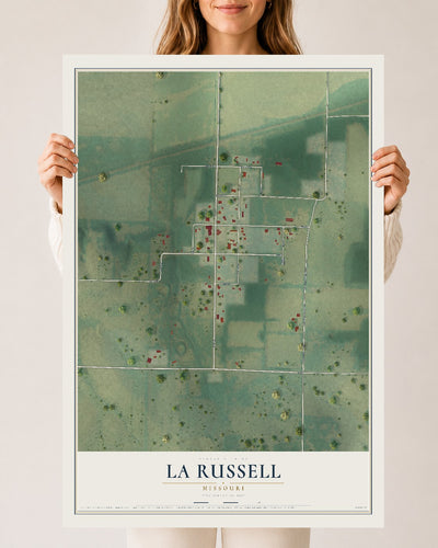 Map of La Russell, Missouri, 24 x 36 inch unframed archival matte print