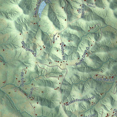 Close-up of the map of Labadie, Missouri print showing street and building detail