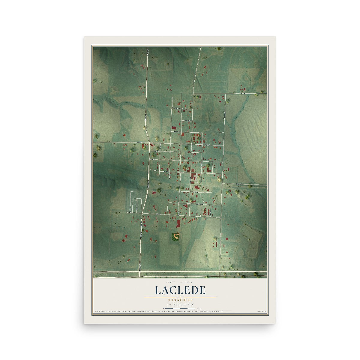 Map of Laclede, Missouri, 12 x 18 inch unframed archival matte print