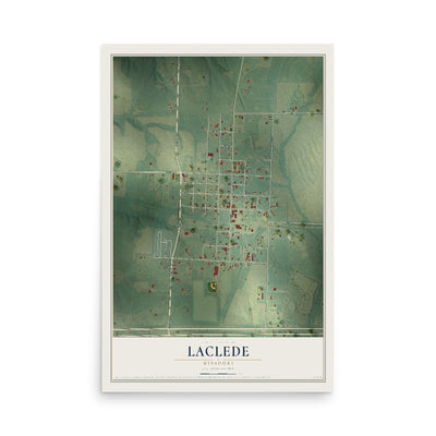 Map of Laclede, Missouri, 12 x 18 inch unframed archival matte print