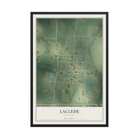 Map of Laclede, Missouri, 12 x 18 inch print in a black wood frame