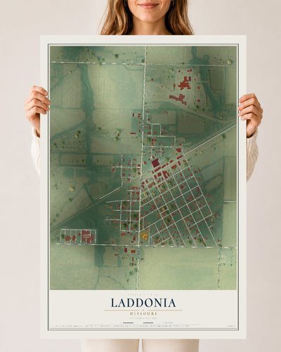 Map of Laddonia, Missouri, 24 x 36 inch unframed archival matte print