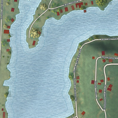 Close-up of the map of Lake Annette, Missouri print showing street and building detail