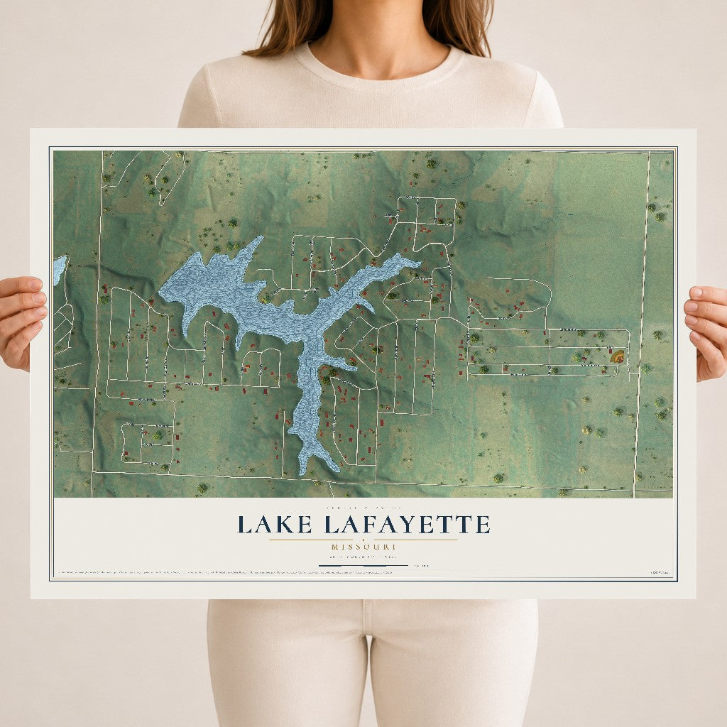 Map of Lake Lafayette, Missouri, 18 x 24 inch unframed archival matte print