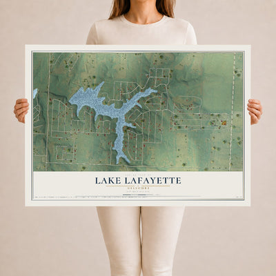 Map of Lake Lafayette, Missouri, 24 x 36 inch unframed archival matte print