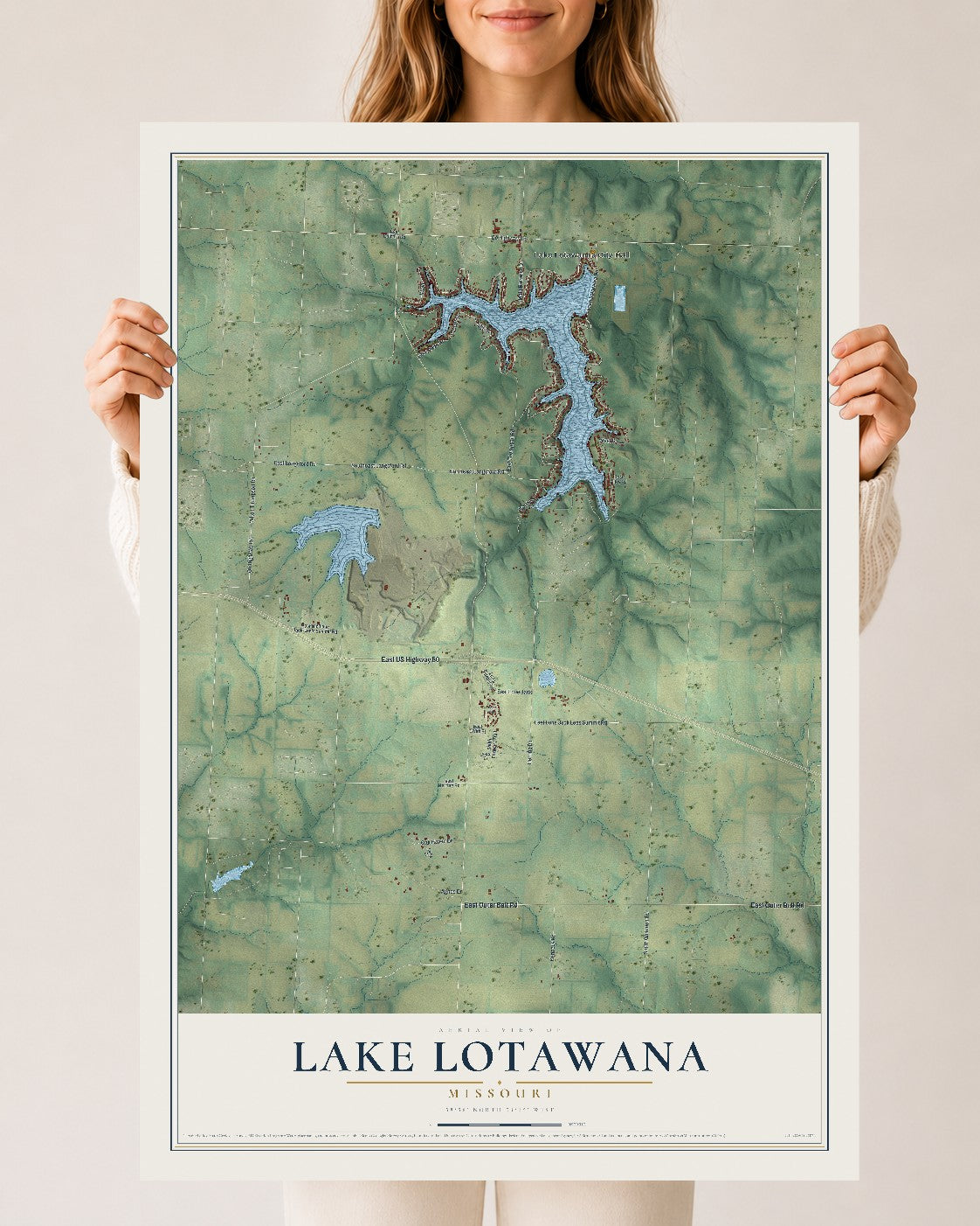 Map of Lake Lotawana, Missouri, 24 x 36 inch unframed archival matte print