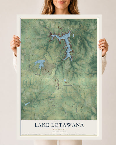 Map of Lake Lotawana, Missouri, 24 x 36 inch unframed archival matte print