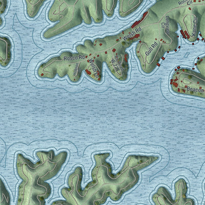 Close-up of the map of Lake Ozark, Missouri print showing street and building detail