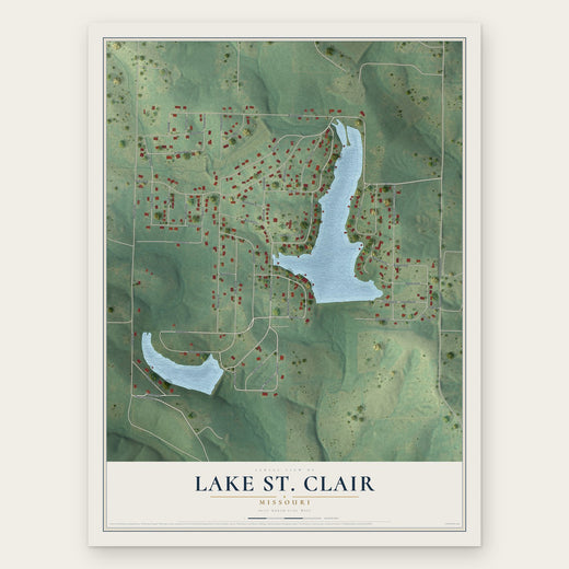 Lake St. Clair, Missouri map print, the full design