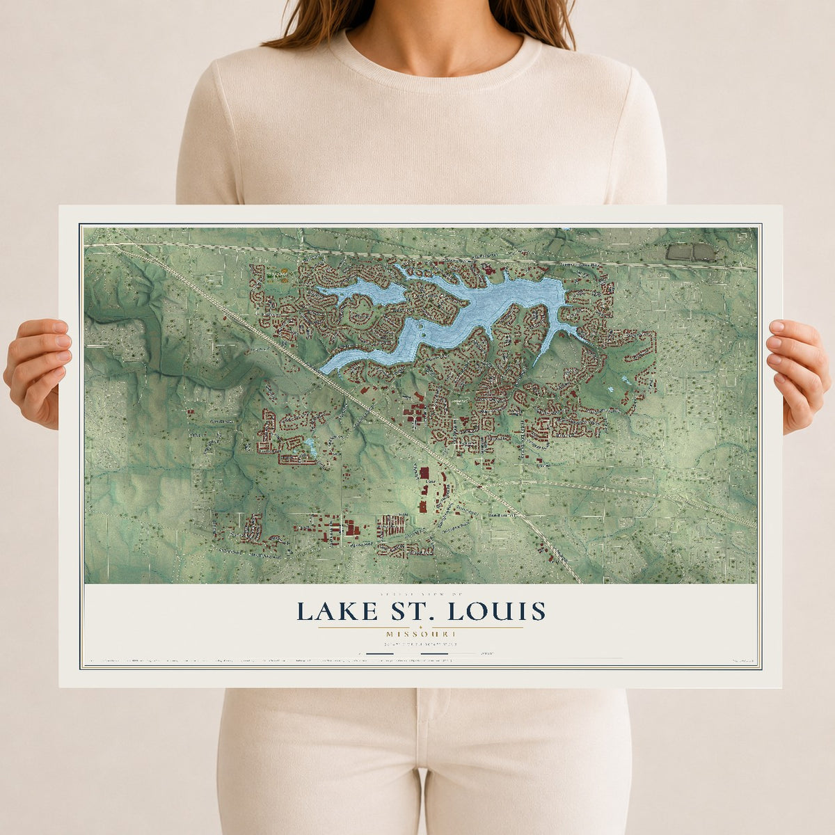 Map of Lake St. Louis, Missouri, 12 x 18 inch unframed archival matte print