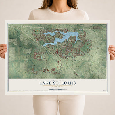 Map of Lake St. Louis, Missouri, 18 x 24 inch unframed archival matte print