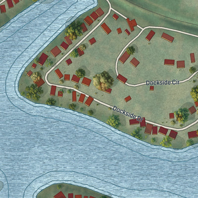 Second close-up of the map of Lake Tapawingo, Missouri print showing more streets and buildings